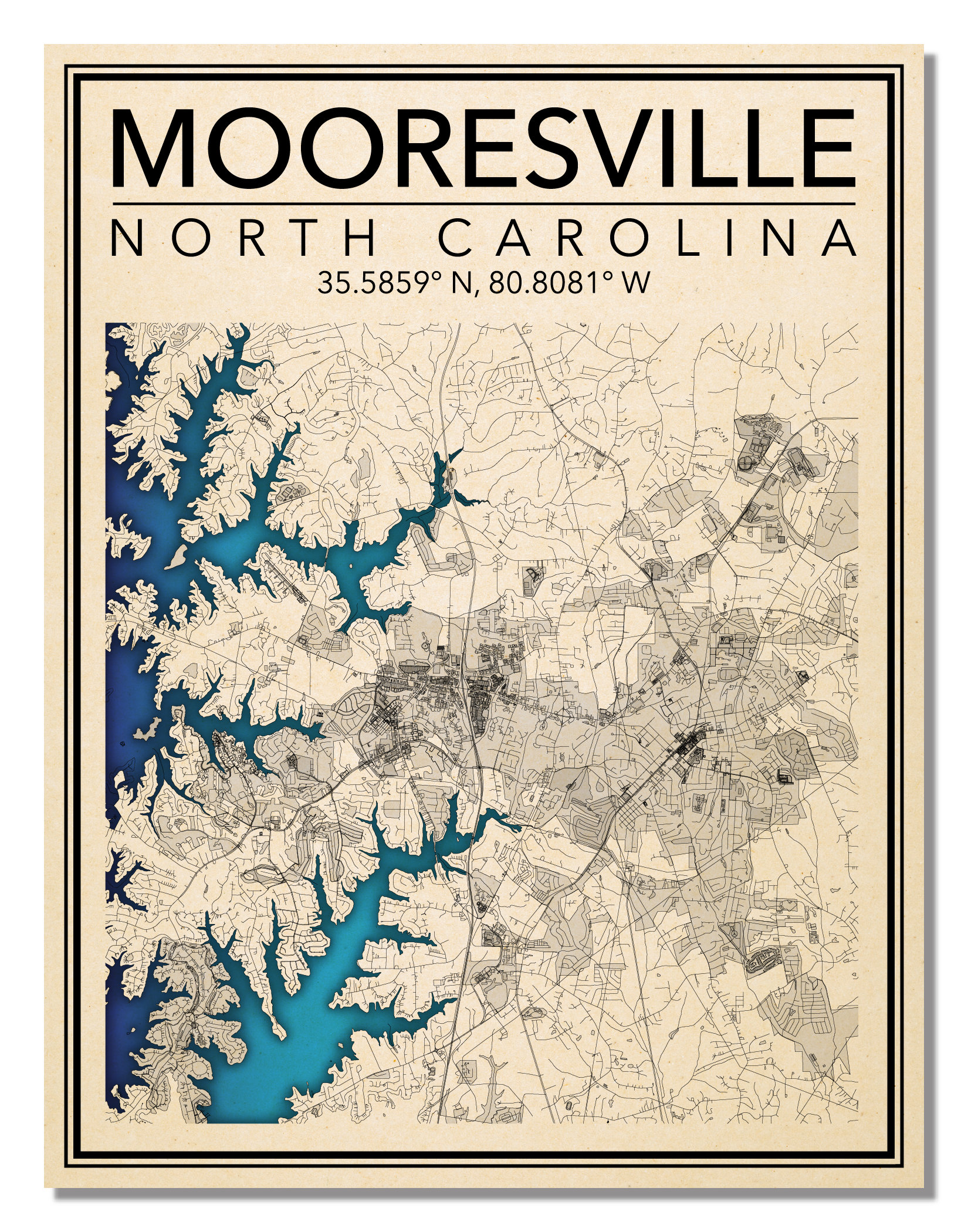 Wall Art Map Print of Mooresville North Carolina Etsy