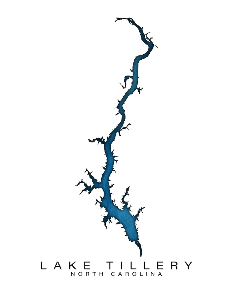 Wall Art Map Print of Lake Tillery North Carolina Etsy