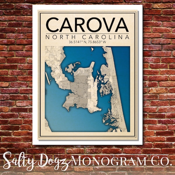 Carova Beach Map Etsy
