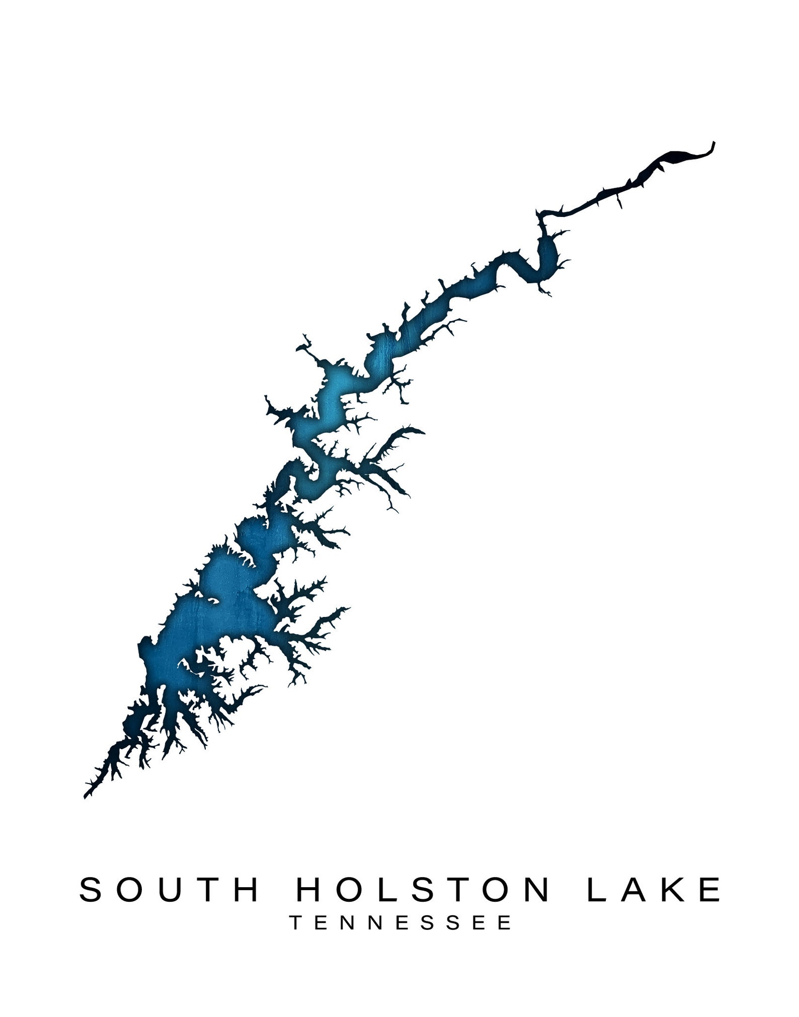 Wall Art Map Print of South Holston Lake Tennessee - Etsy