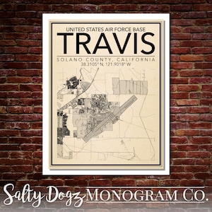 Wall Art Map Print of US Air Force Base Travis, California!