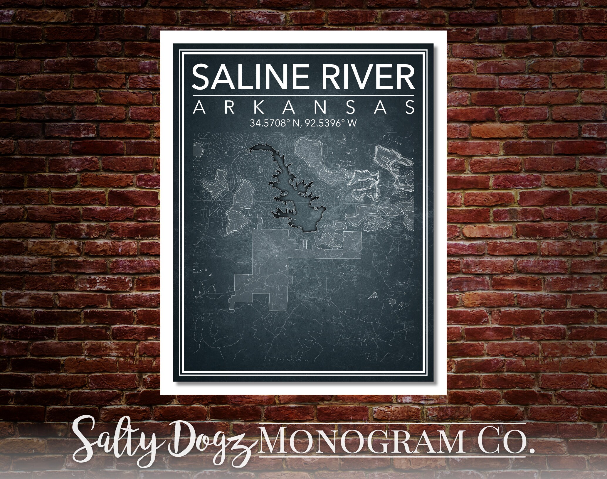 Wall Art Map Print of Saline River, Arkansas!