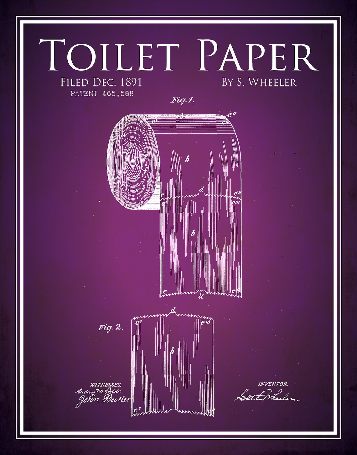 Vintage Toilet Paper Patent Print Bathroom Prints Etsy