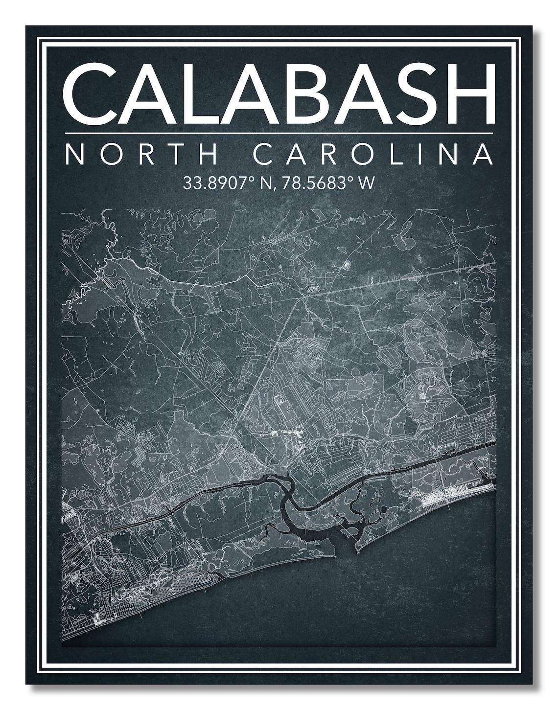 Wall Art Map of Calabash North Carolina Etsy