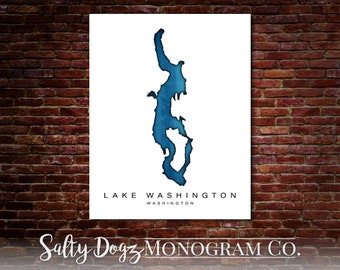 Wall Art Map Print of Lake Washington, Washington!!!