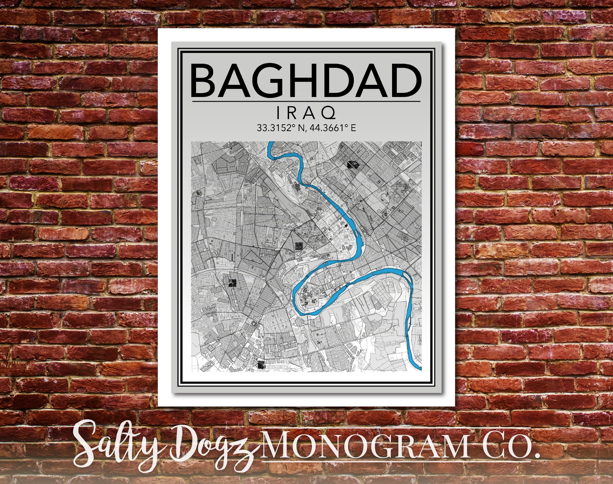 Wall Art Map Baghdad, Iraq!! - Etsy