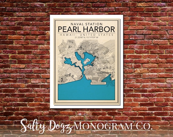 Wall Art Map of Naval Station Pearl Harbor, Hawaii!!! - Etsy