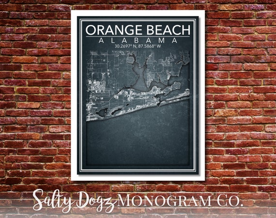 Wall Art Map Print of Orange Beach Alabama | Etsy