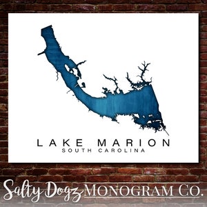 Wall Art Map Print of Lake Marion, South Carolina!!!