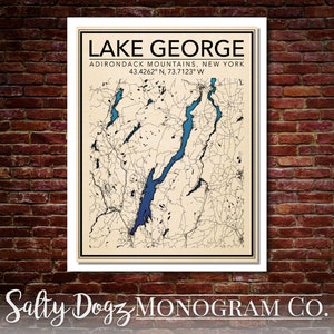 Wall Art Map Print of Lake George, New York!