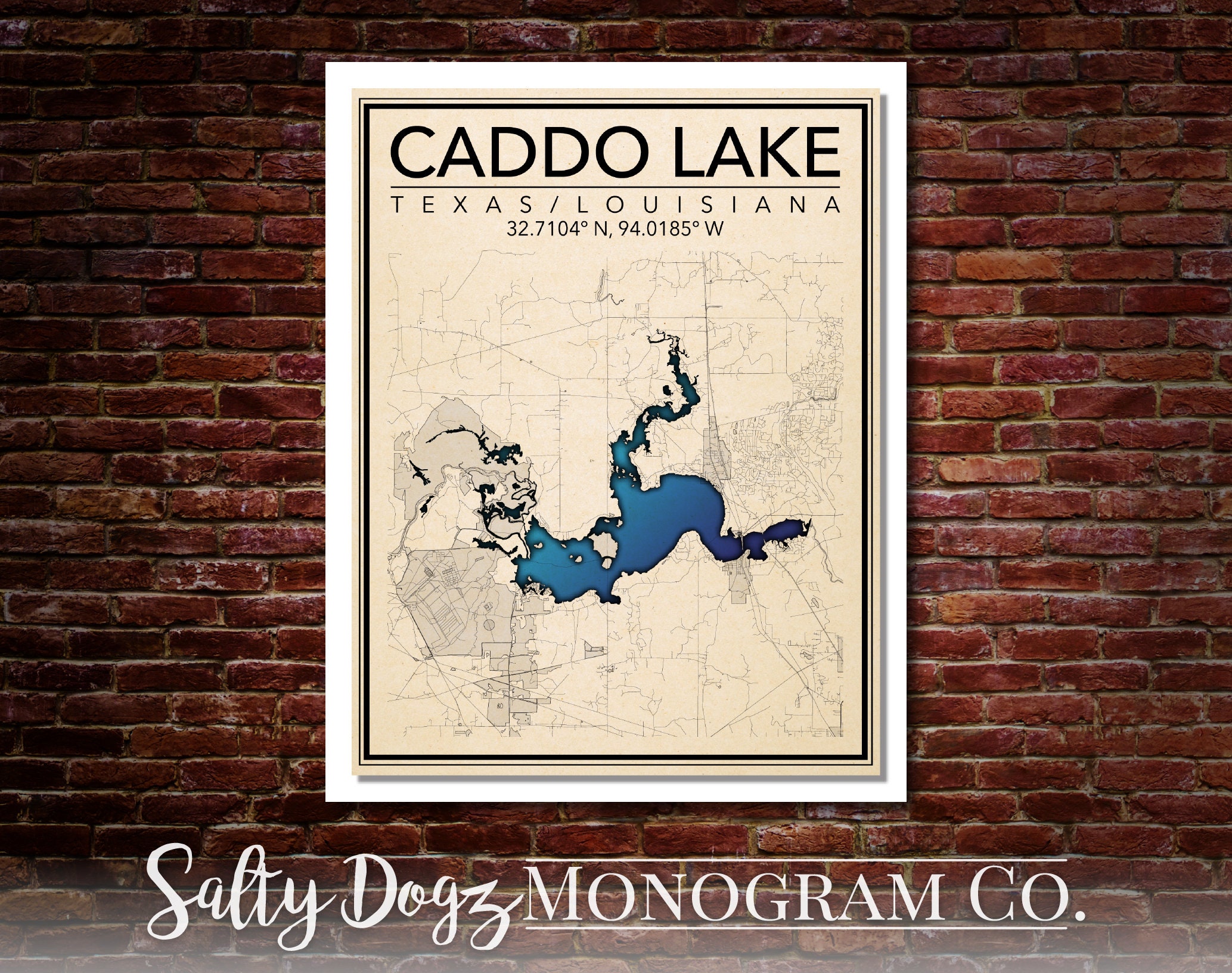 Wall Art Map Print of Caddo Lake Texas/louisiana - Etsy