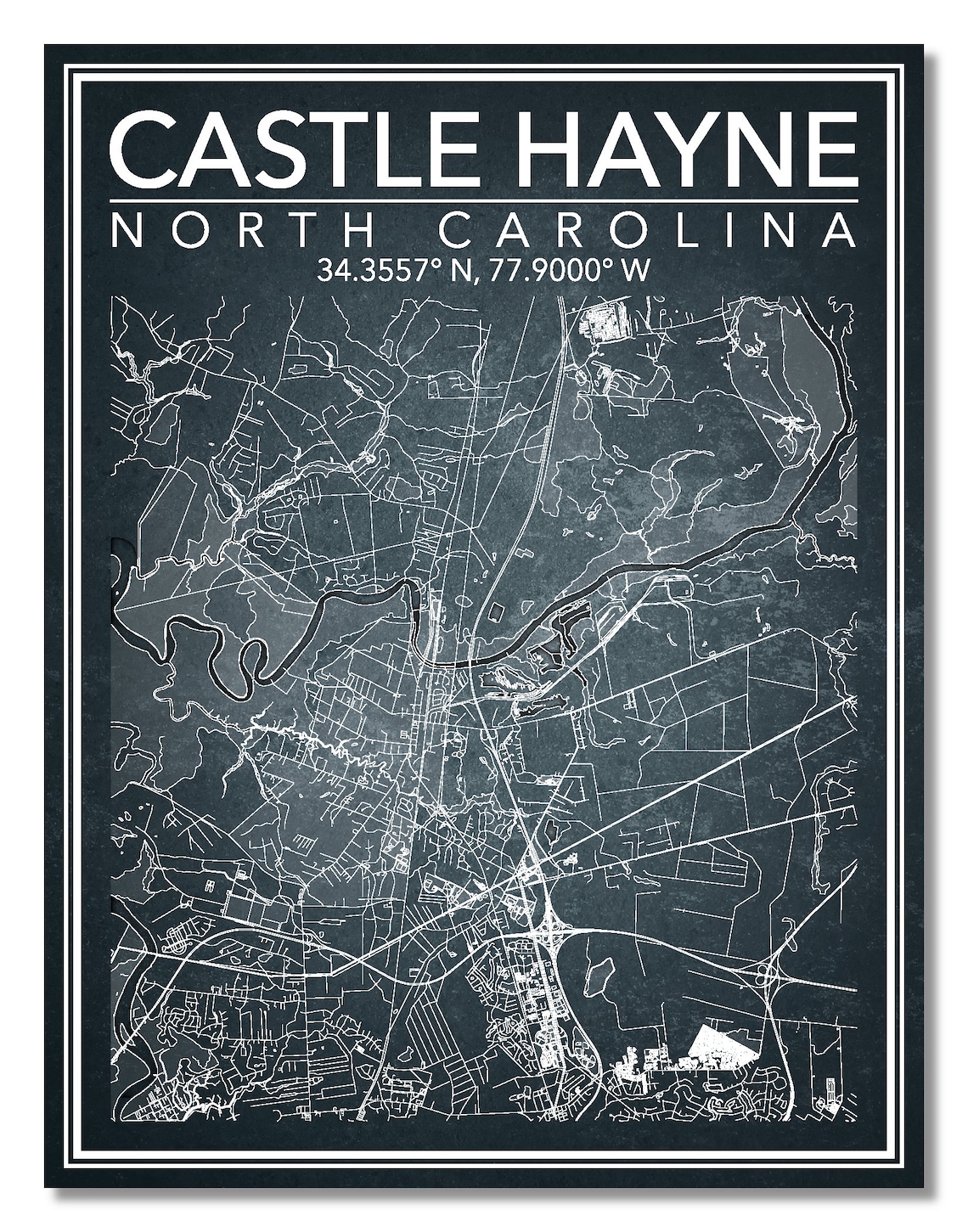 Wall Art Map Print of Castle Hayne North Carolina Etsy UK