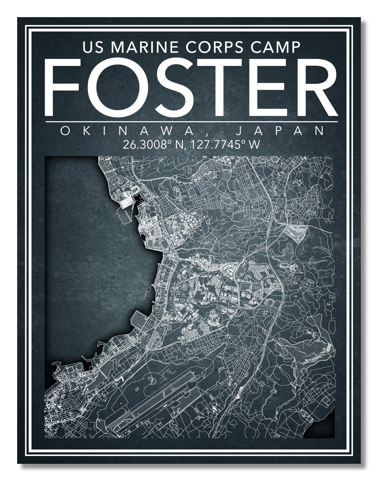 Wall Art Map Print of United States Marine Corps Camp Foster, Okinawa ...