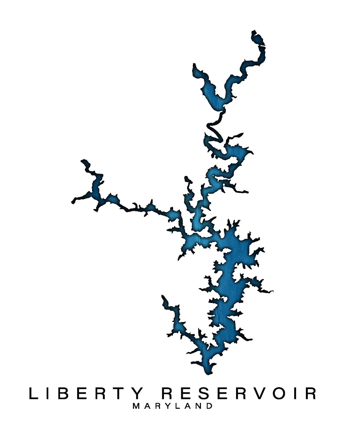 Wall Art Map Print of Liberty Reservoir Maryland Etsy