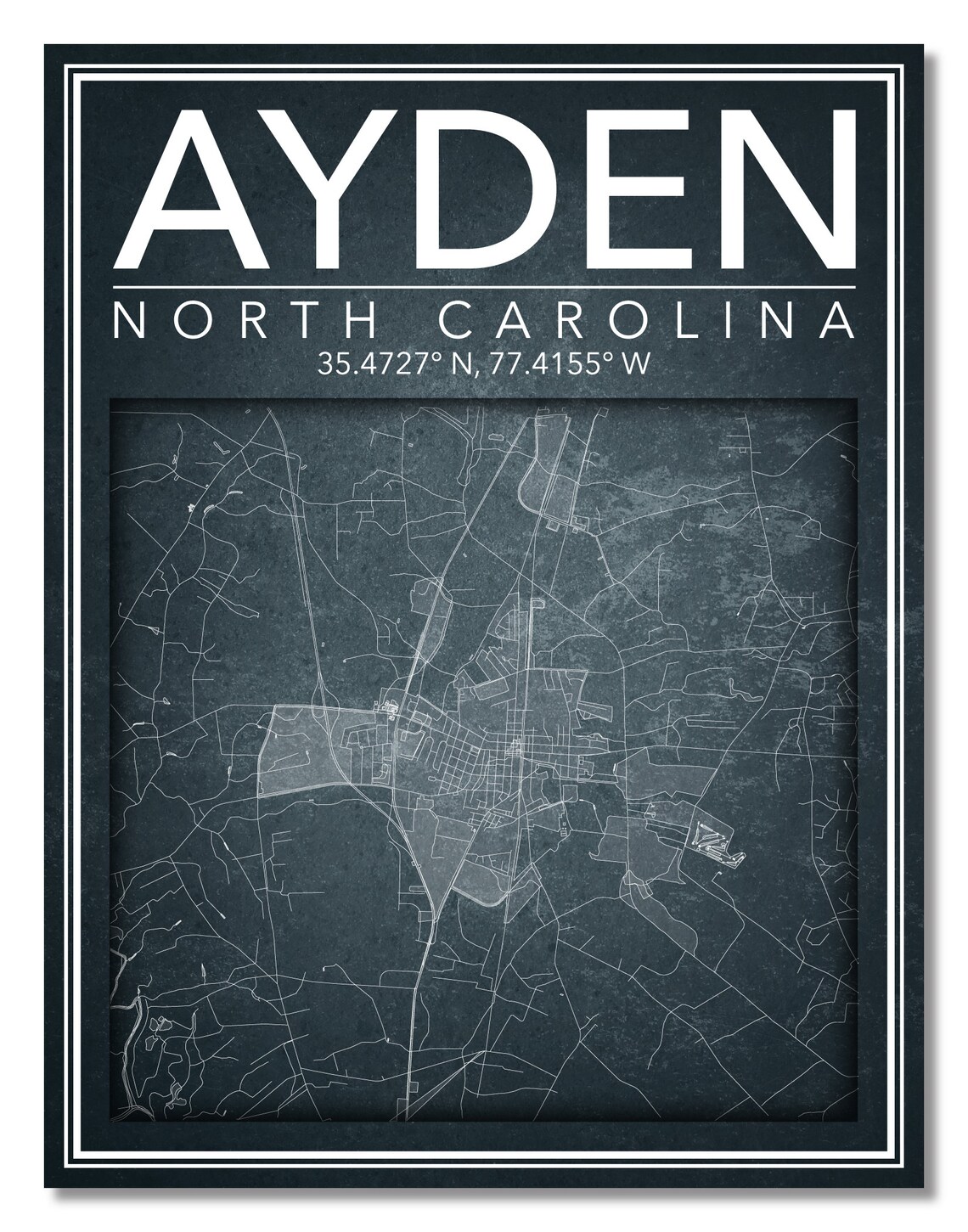Wall Art Map Print of Ayden North Carolina Etsy