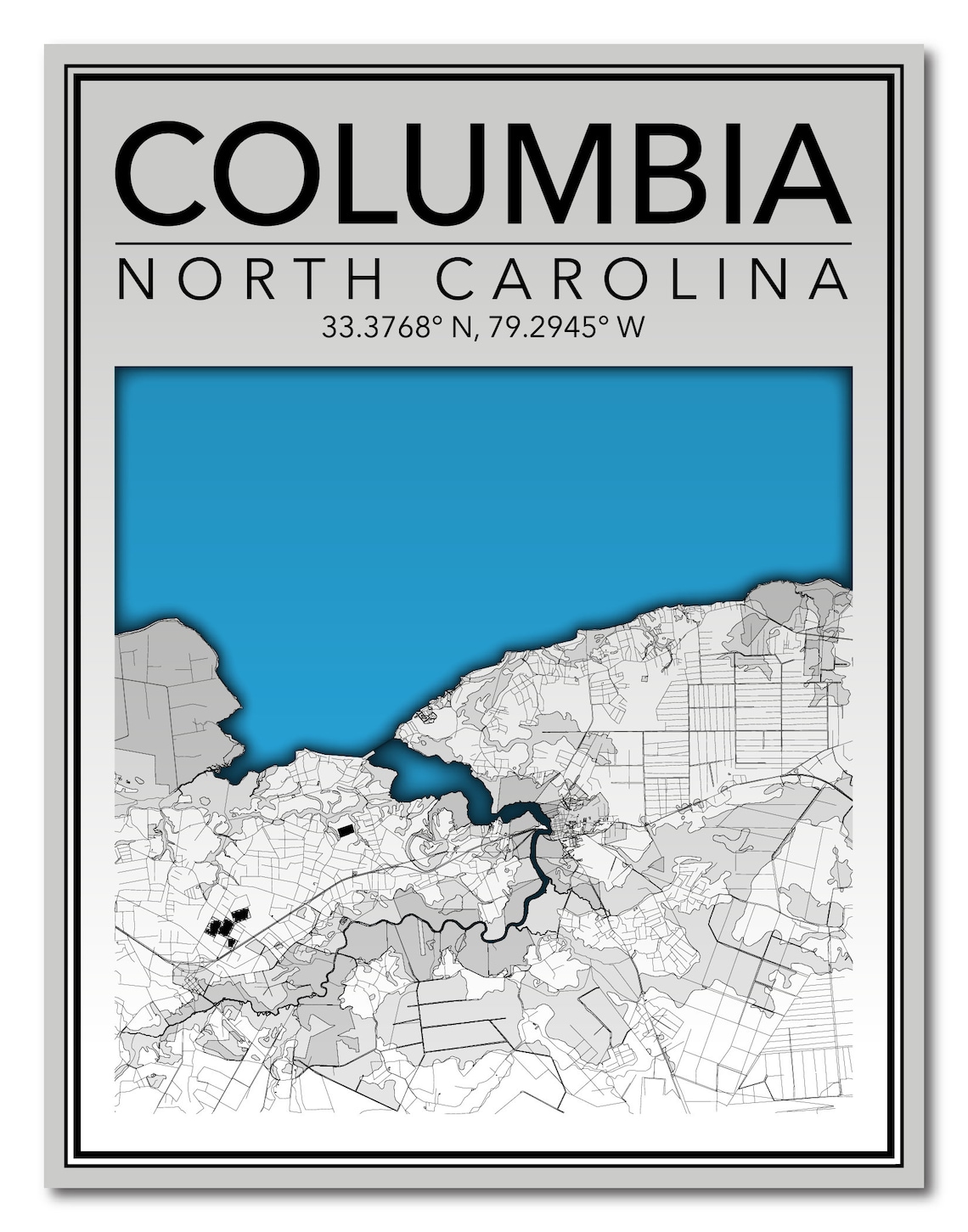 Wall Art Map Columbia North Carolina Etsy