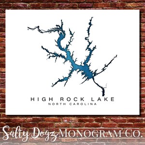 Wall Art Map Print of High Rock Lake, North Carolina!!!