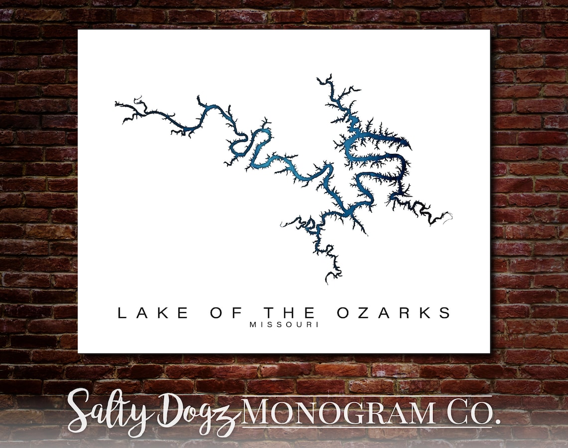 Wall Art Map Print of Lake of the Ozarks Missouri Etsy UK