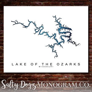 Wall Art Map Print of Lake of the Ozarks, Missouri!!!