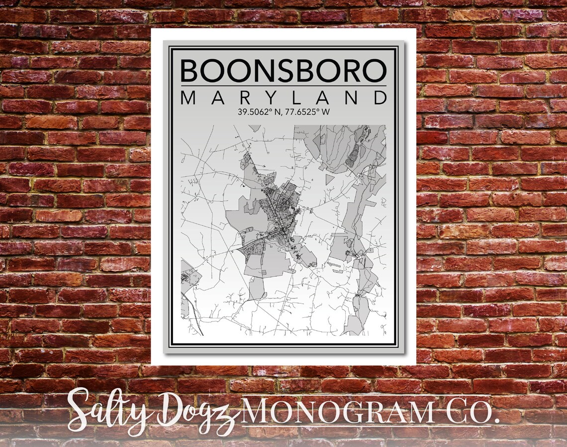 Wall Art Map Print of Boonsboro Maryland Etsy 日本