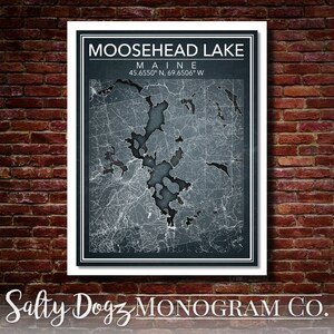 Wall Art Map Print of Moosehead Lake, Maine!