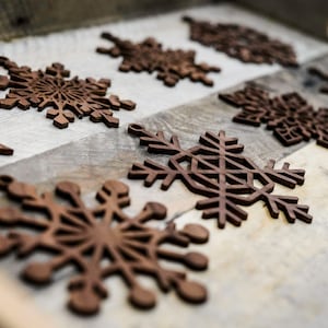 Christmas Snowflake Wooden Ornaments- Walnut
