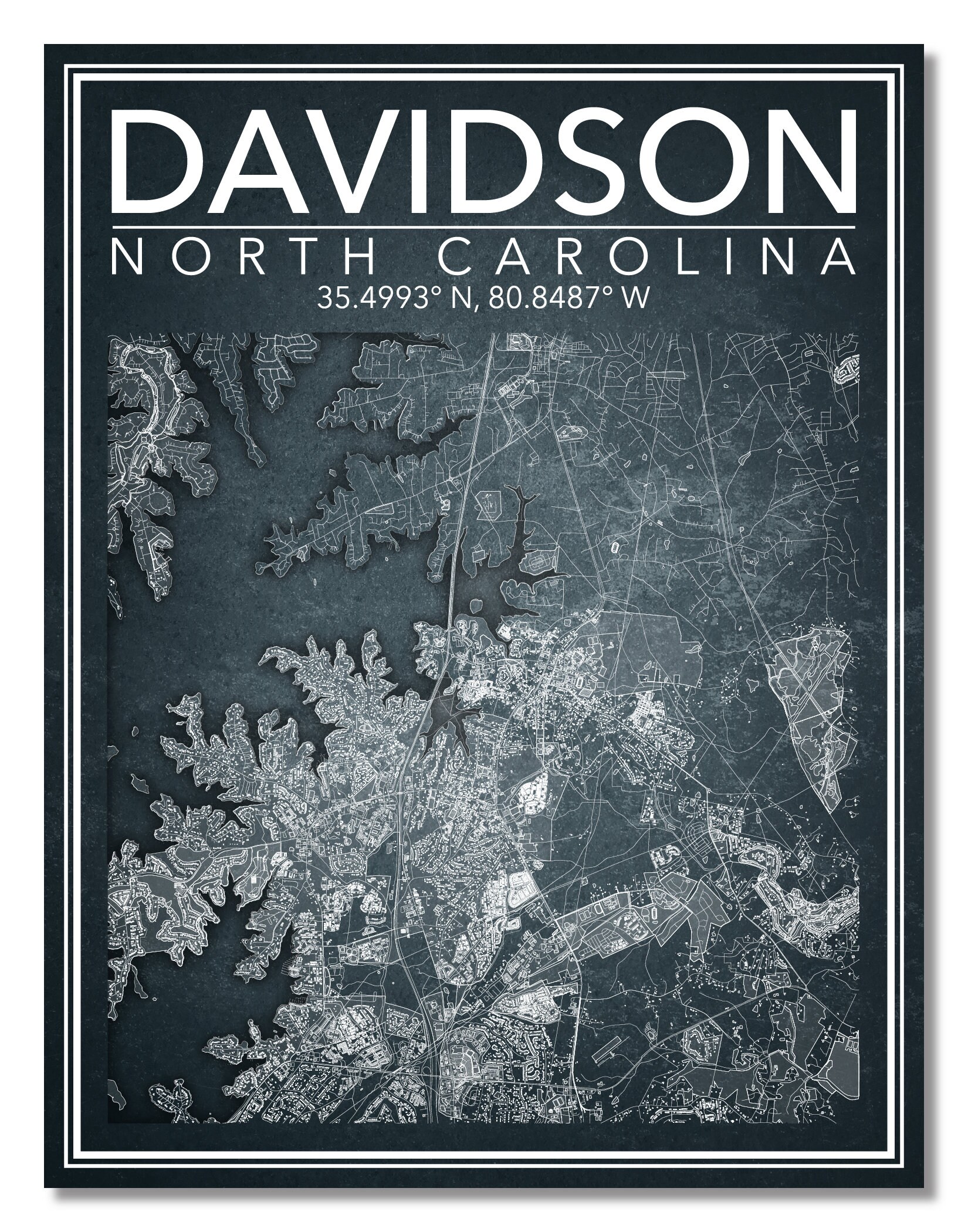 Wall Art Map Print of Davidson North Carolina  Etsy
