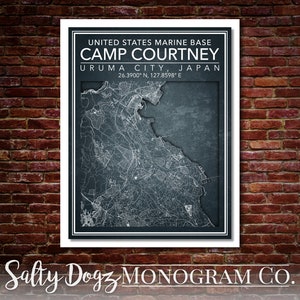 Wall Art Map Print of United States Marine Corps Base- Camp Courtney, Uruma, Okinawa, Japan!!!