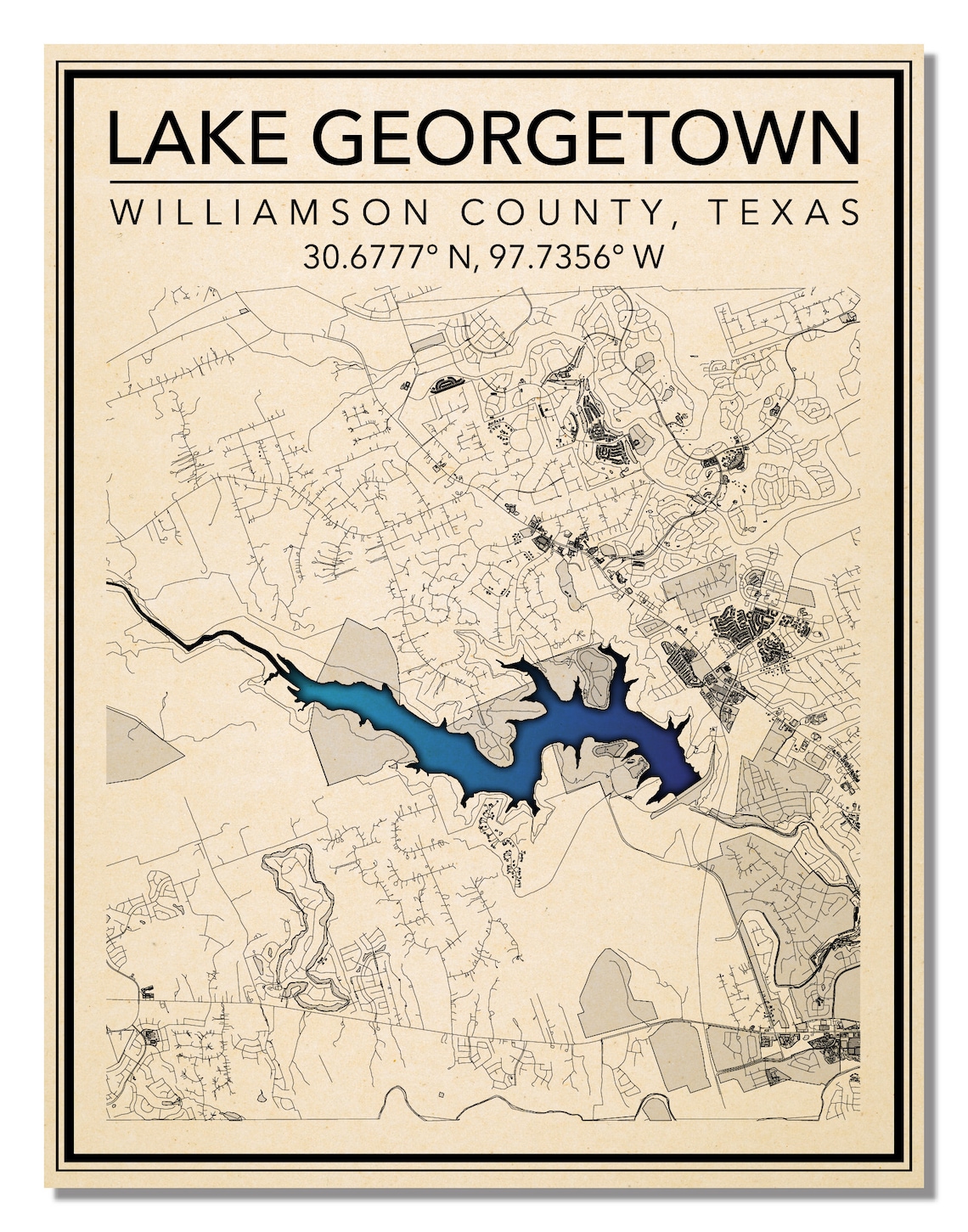 Wall Art Map Print of Lake Williamson Etsy