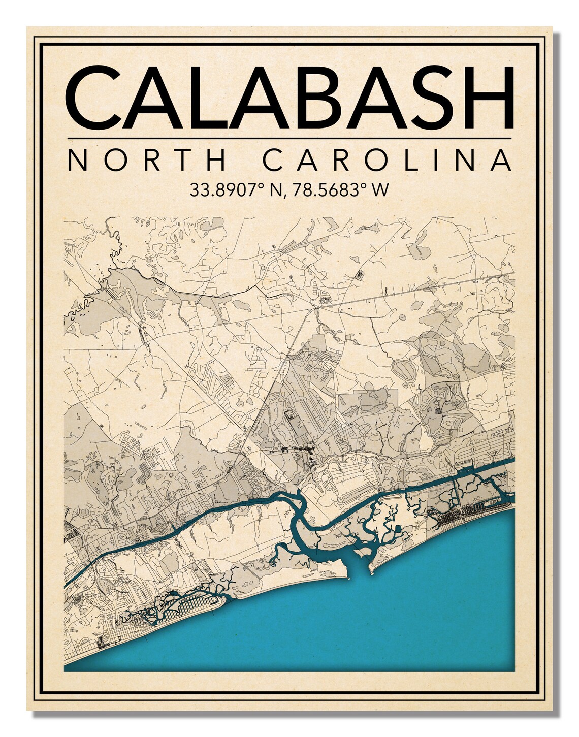 Wall Art Map Of Calabash North Carolina Etsy wall-art-map-of-calabash-north-carolina-etsy