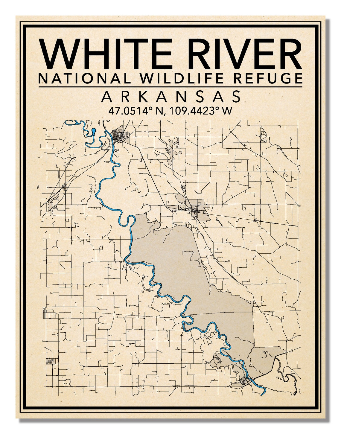 wall-art-map-print-of-white-river-national-refuge-arkansas-etsy-singapore