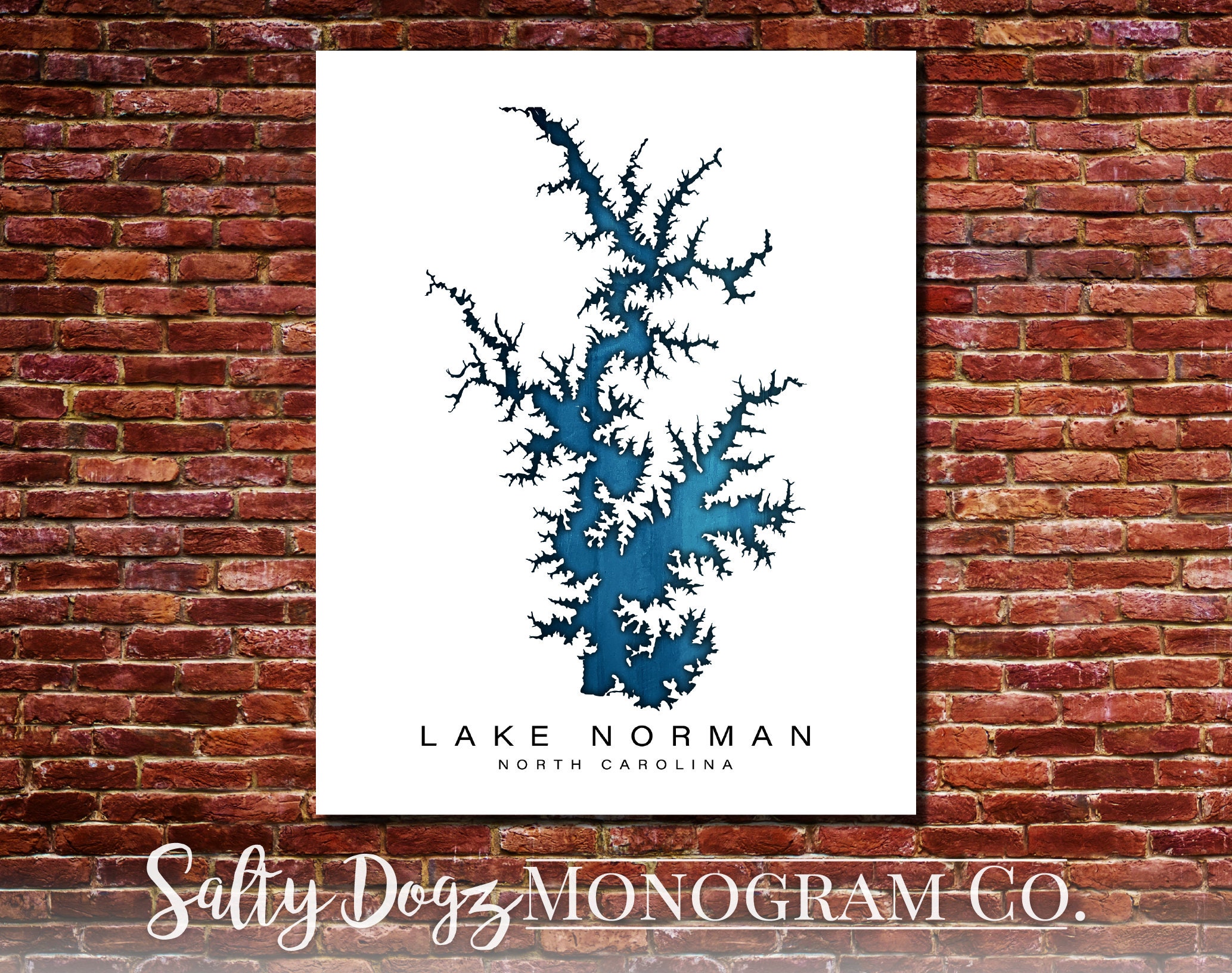 Wall Art Map Print of Lake Norman North Carolina