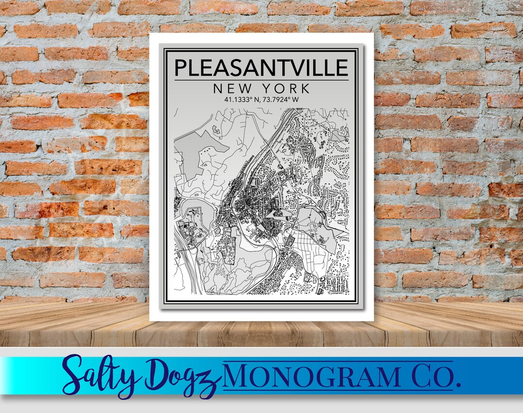 Wall Art Map Pleasantville, New York Etsy