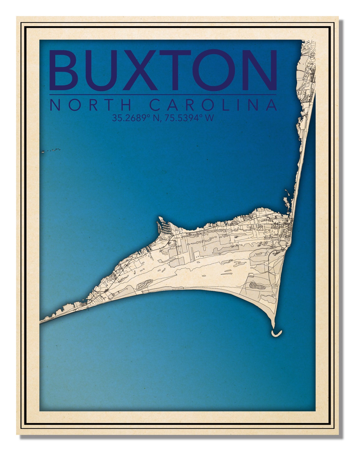 Wall Art Map Print Buxton NC Etsy