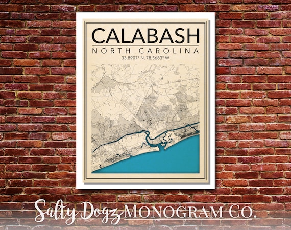 Map Of Calabash Nc Wall Art Map Of Calabash North Carolina - Etsy