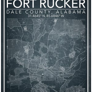 Wall Art Map Print of United States Army Post Fort Rucker, Alabama. - Etsy
