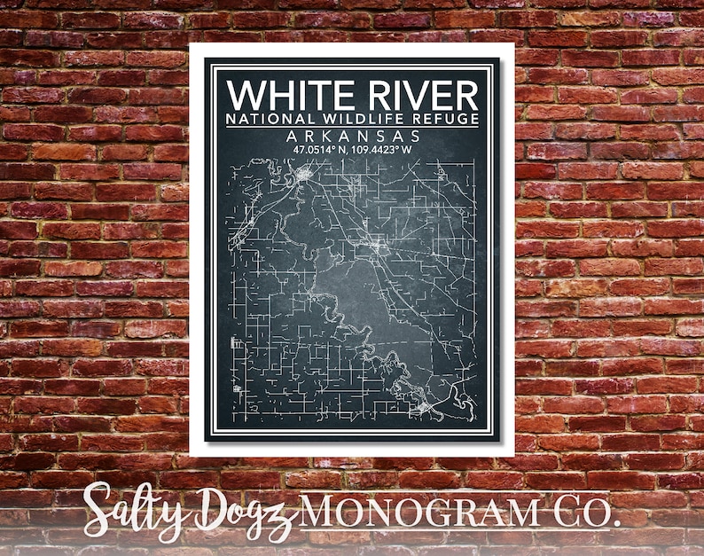 Wall Art Map Print of White River National Refuge Arkansas - Etsy
