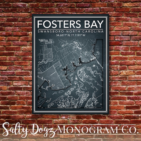 Swansboro Nc Map Etsy