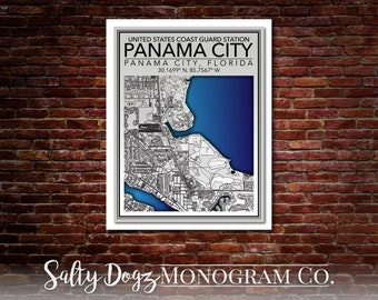 Wall Art Map Print of United States Coast Guard Station Panama City, Florida