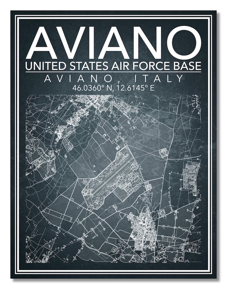 Wall Art Map of Aviano Air Base Aviano Pordenone Etsy