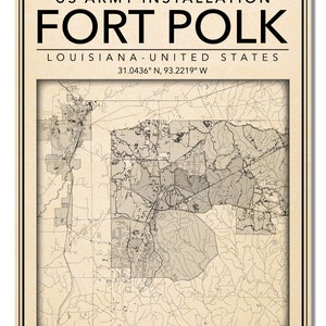 Wall Art Map of Fort Polk, Louisiana