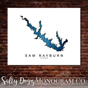 Wall Art Map Print of Sam Rayburn Reservoir, Texas!