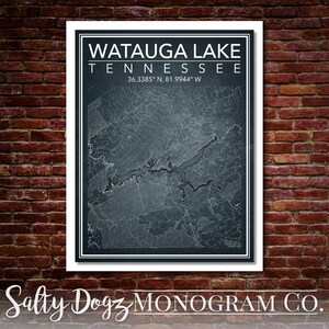 Wall Art Map Print of Watauga Lake, Carter County, Tennessee!!!