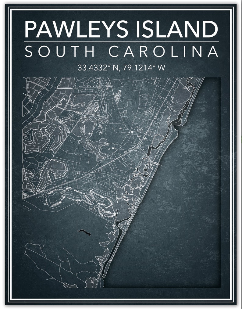 Wall Art Map Print Pawleys Island South Carolina Etsy
