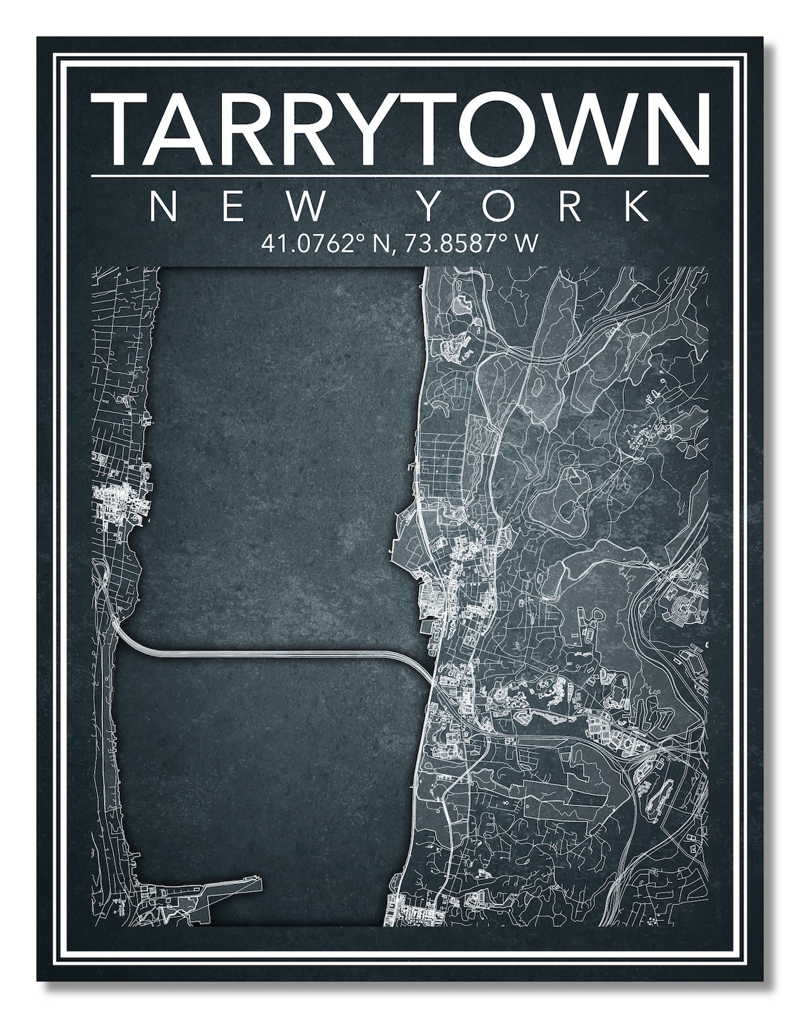 Wall Art Map Print of Tarrytown New York Etsy