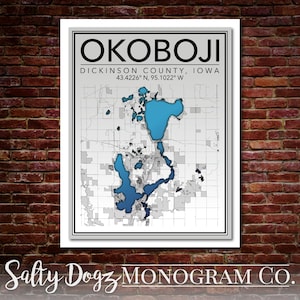 Wall Art Map Print of Okoboji, Iowa!