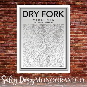 Wall Art Map Print of Dry Fork, Virginia!
