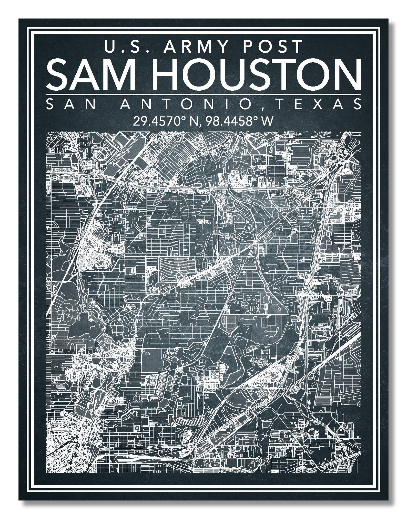 Wall Art Map Print of Fort Sam Houston San Antonio Texas - Etsy