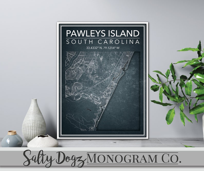Wall Art Map Print Pawleys Island South Carolina Etsy