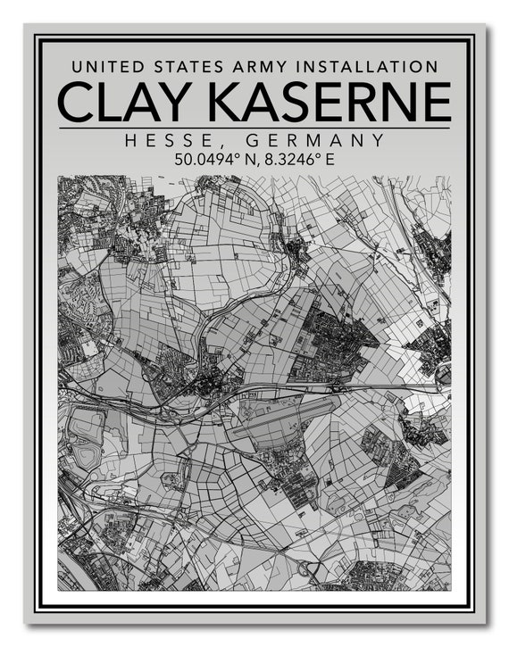 Digital Drawing & Illustration Printable Wall Art Clay Kaserne Map